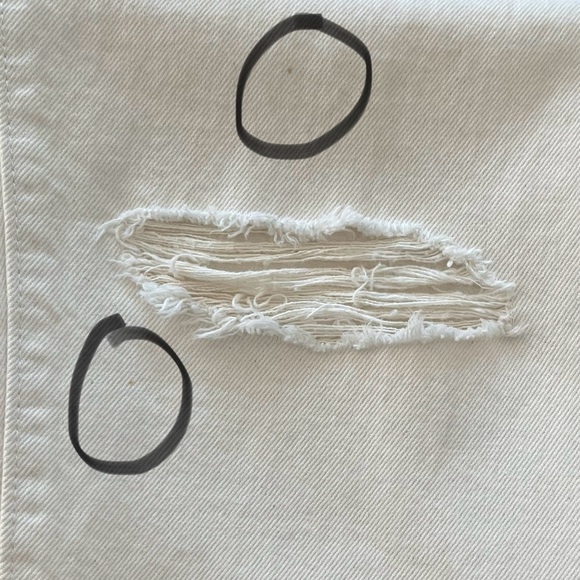 Levis Jeans Wedgie Straight No Waistband beige cream raw hem button fly sz 28 - Picture 17 of 17